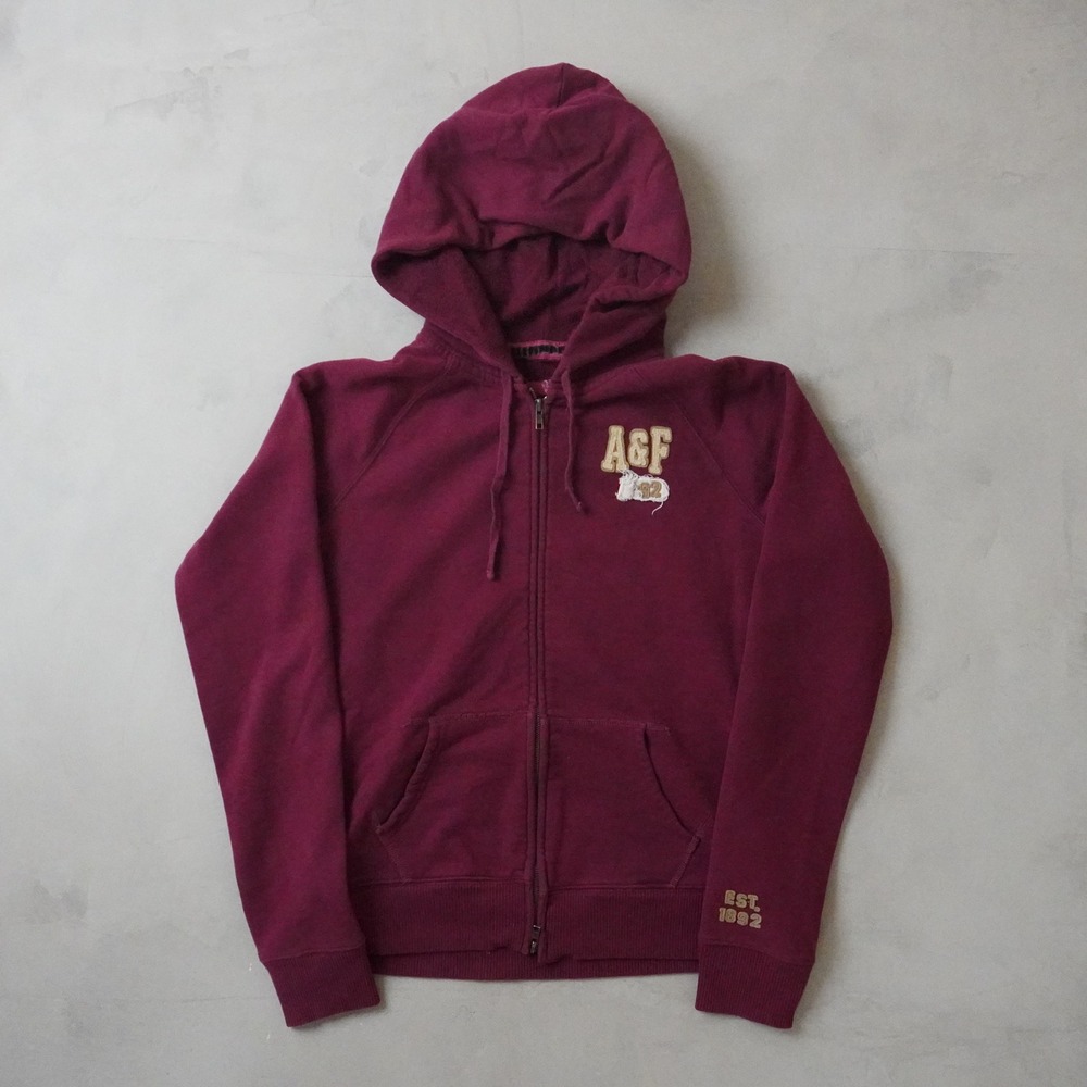 Vintage Abercrombie & Fitch Zip Up Hoodie XL Womens Burgundy A&F Logo Y2K